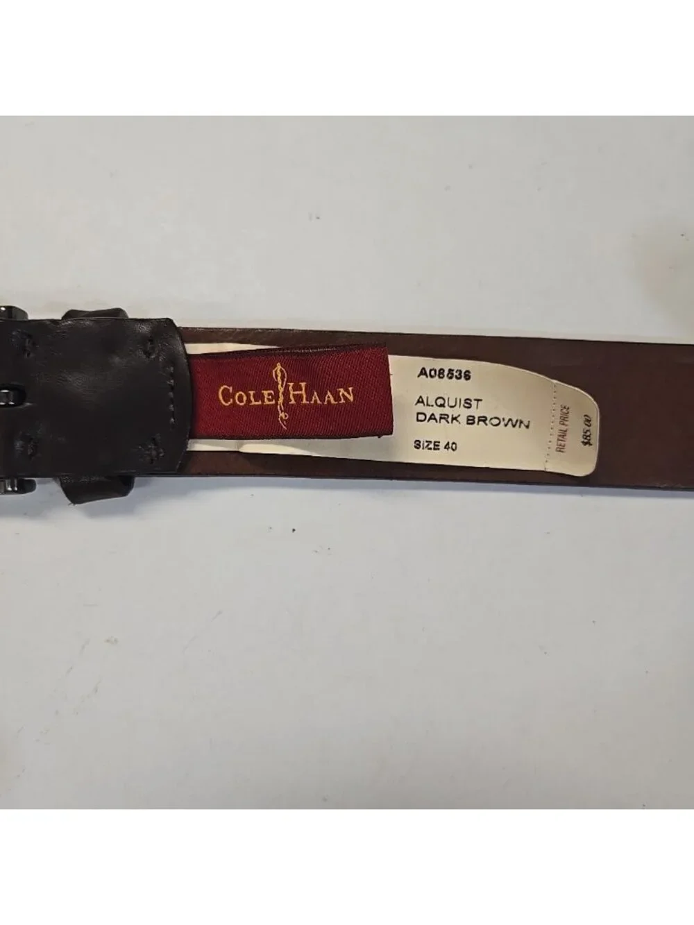 NWT Cole Haan Alquist Leather Belt Mens Size 40 Dark Brown Made in USA